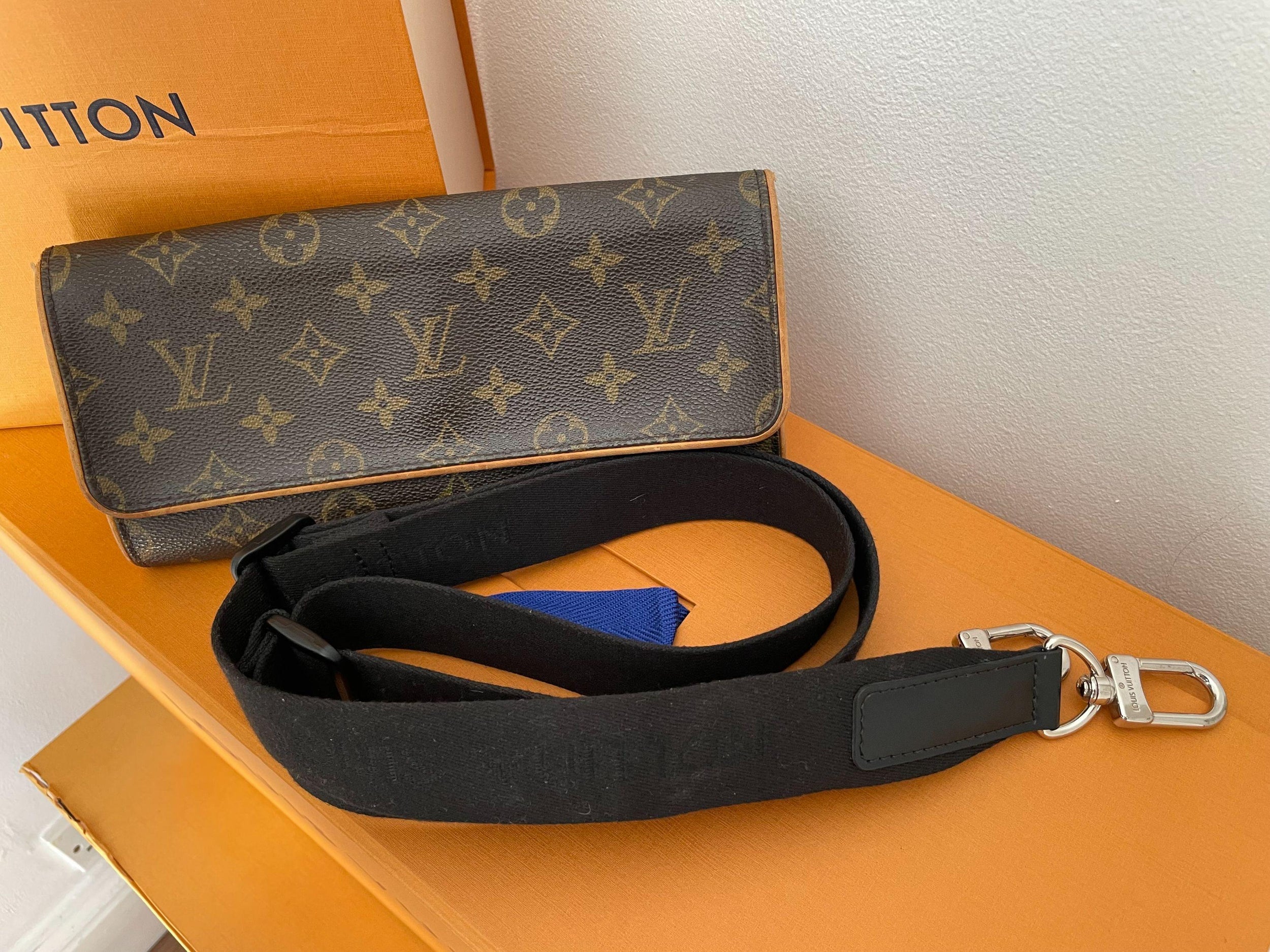 Monogram Canvas Pochette Twin GM Clutch w/ Strap