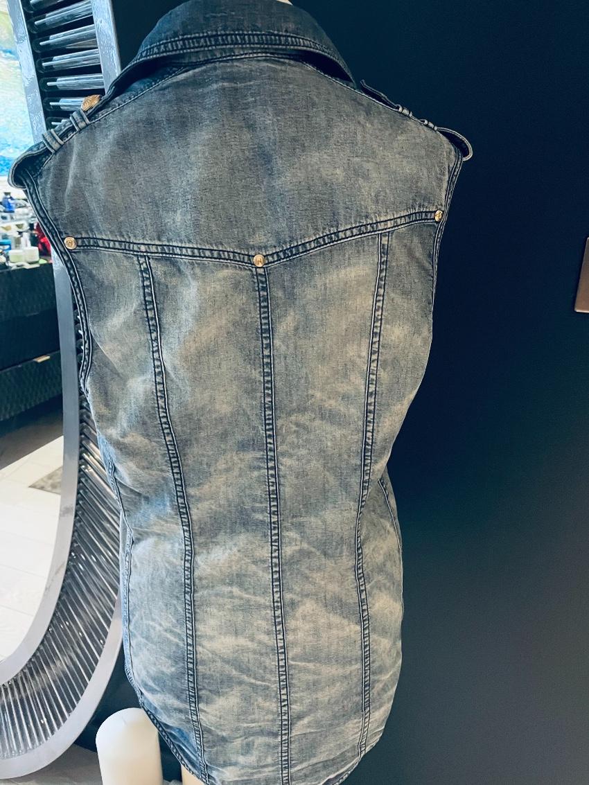 Balmain Faded Wash Military Denim Vest