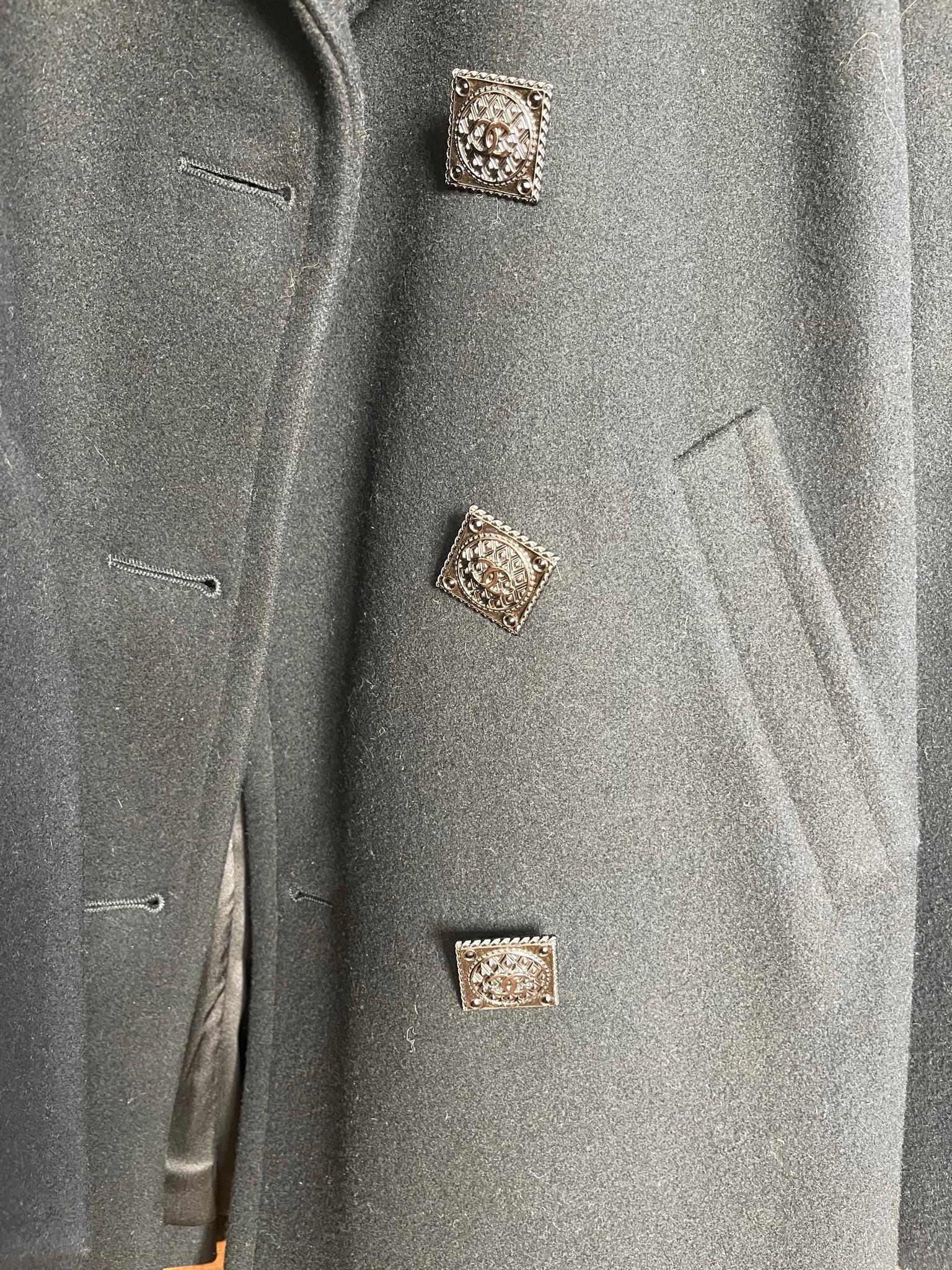 Chanel Black Wool Pea Coat
