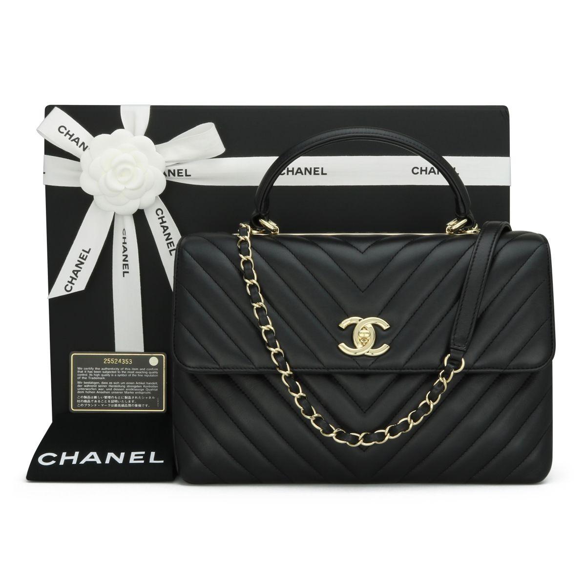 Chanel Black Chevron Trendy Top Handle Bag