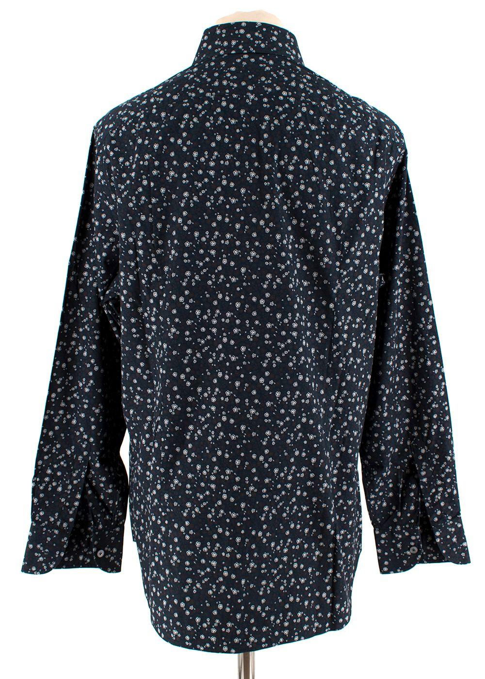 Donato Liguori Navy Abstract Flower Print Shirt