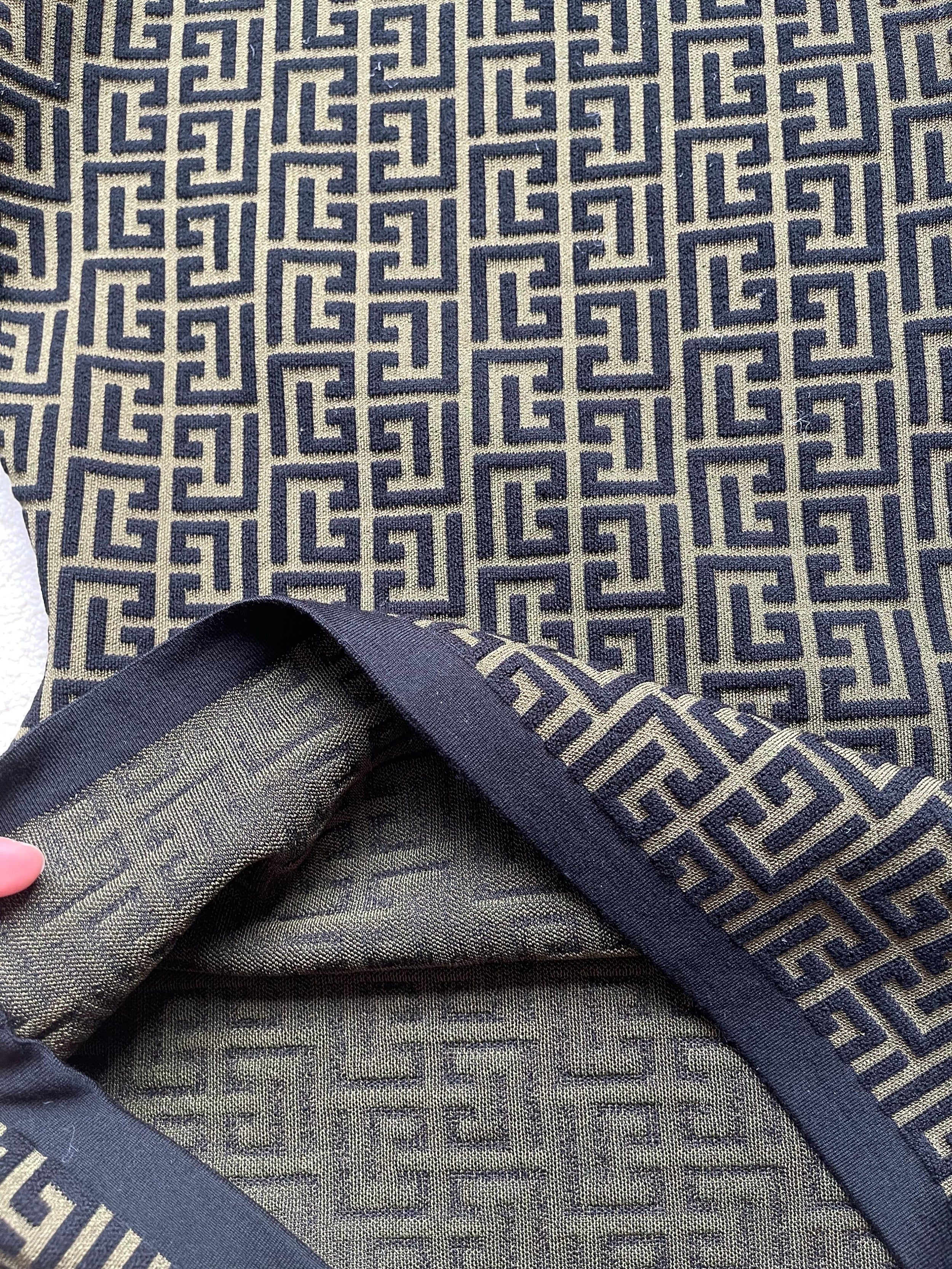 Khaki Monogram Stretch Knit Jumper