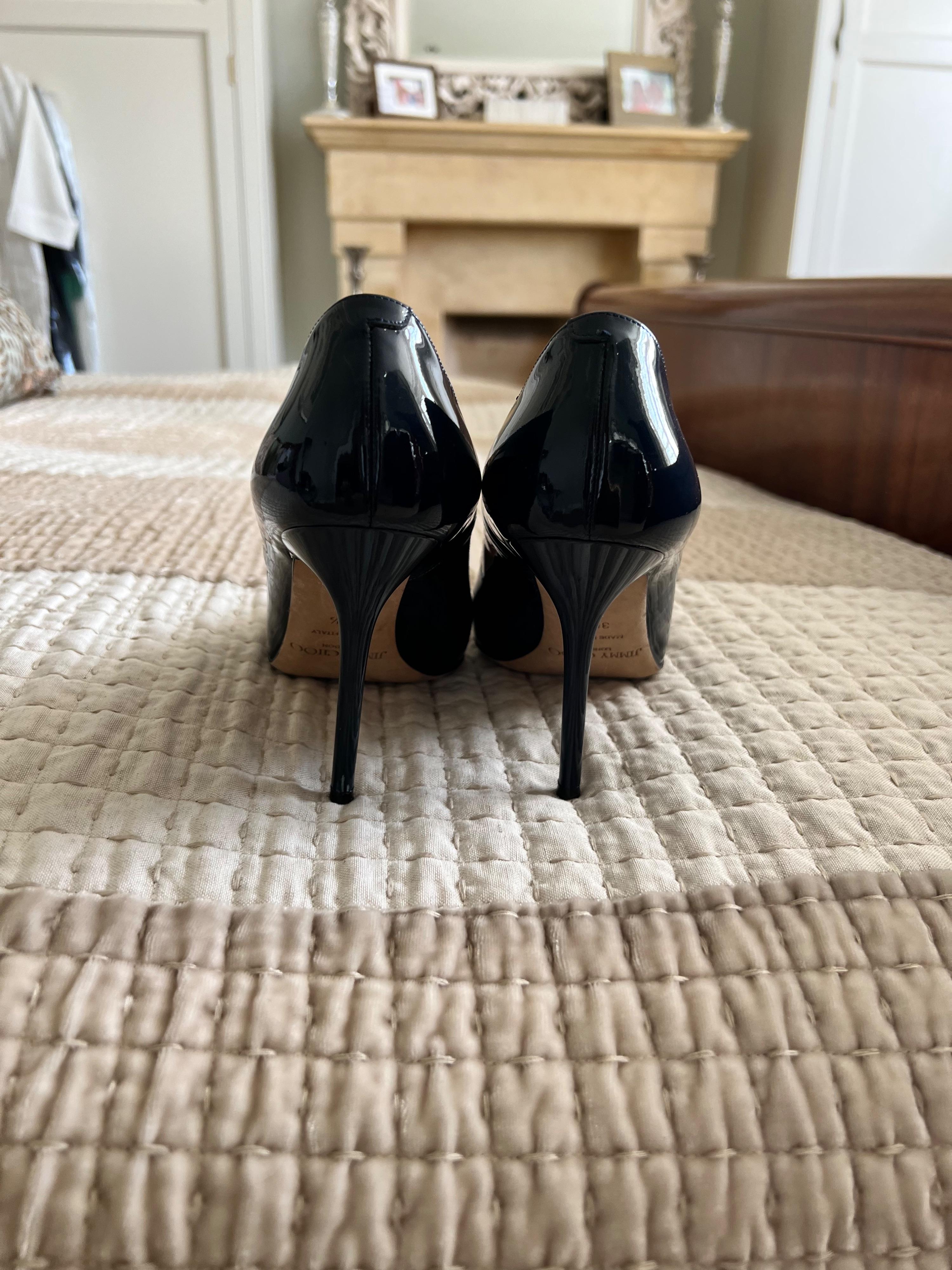 Navy Patent 100mm Pumps