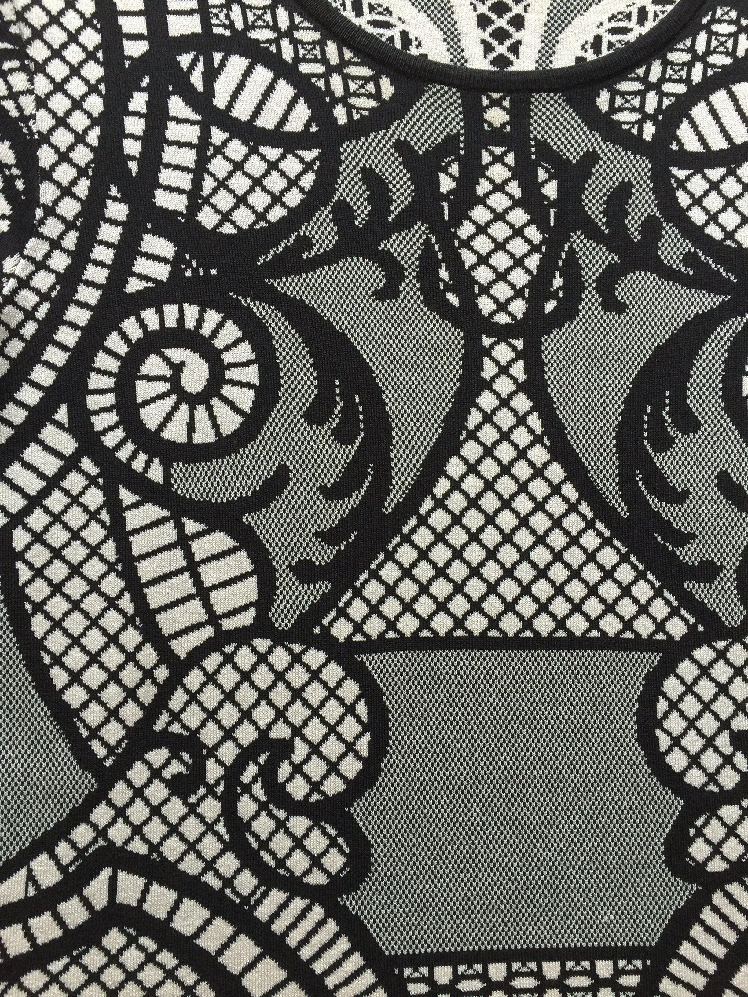 Black & White Printed Jacquard Dress