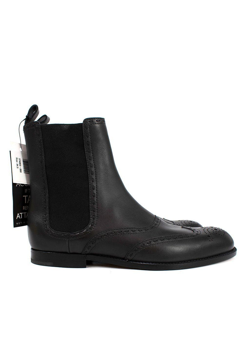 Bottega Veneta Black Brogue Leather Boots