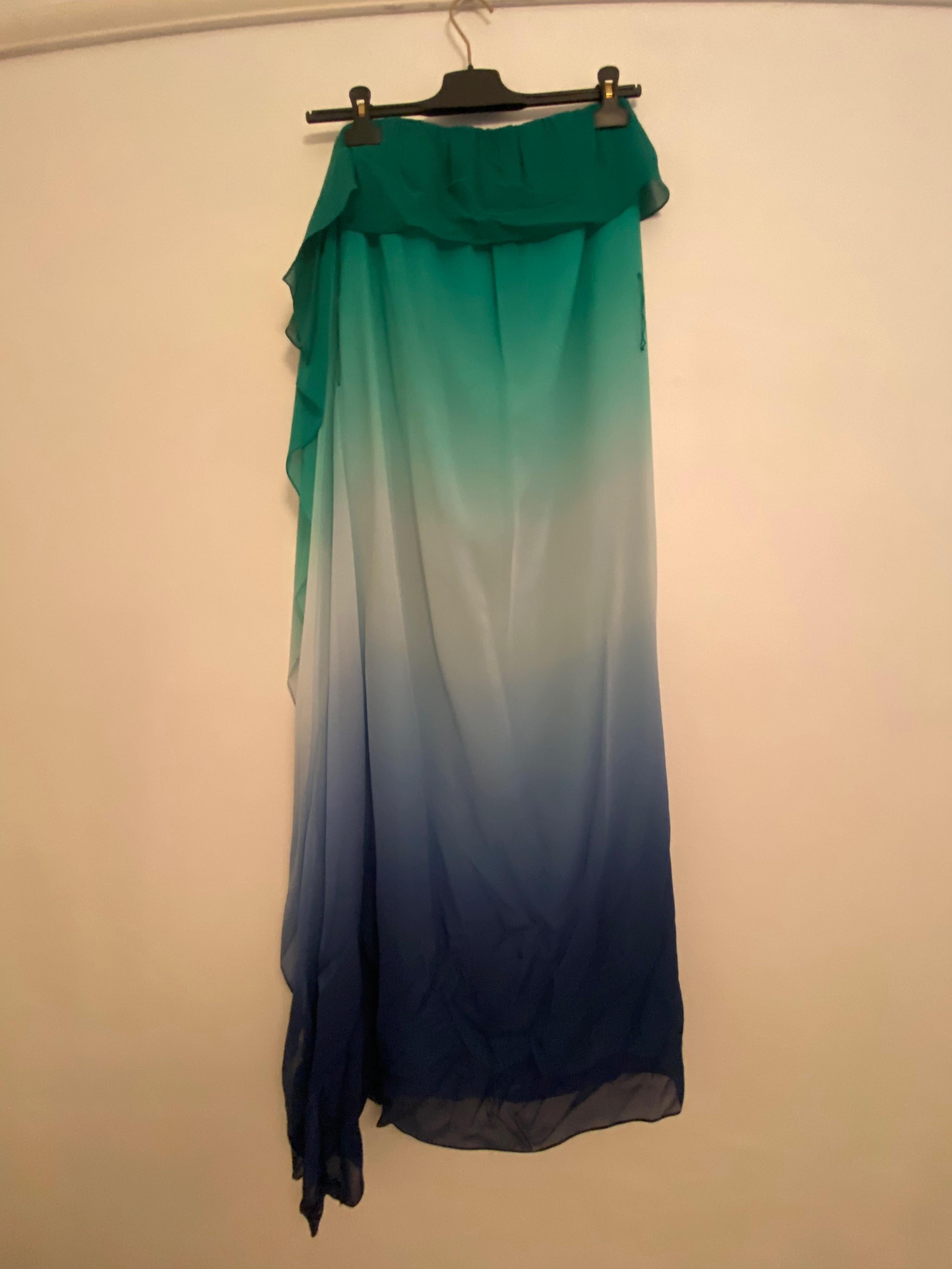 Green & Blue Ombre Silk Dress