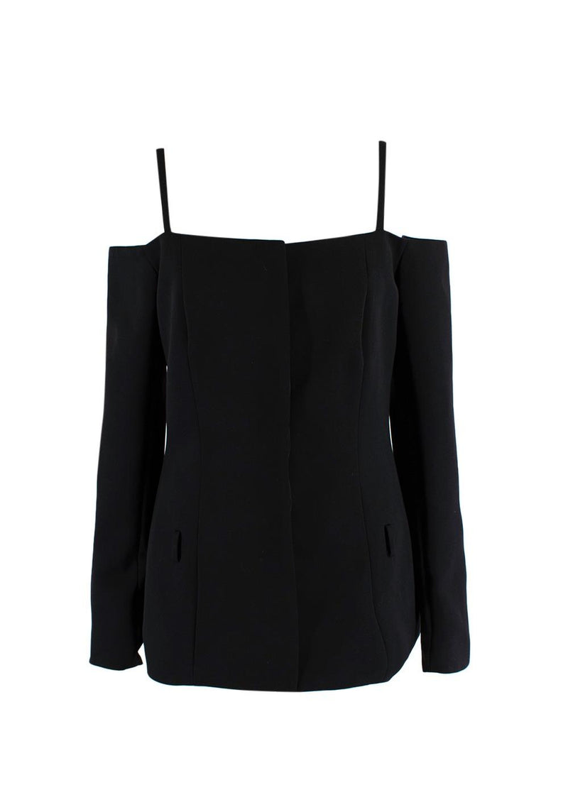 Off Shoulder Black Virgin Wool Top
