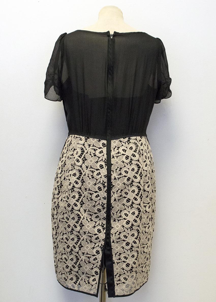 Hoss Intropia Black & Beige Short-Sleeve Lace Dress