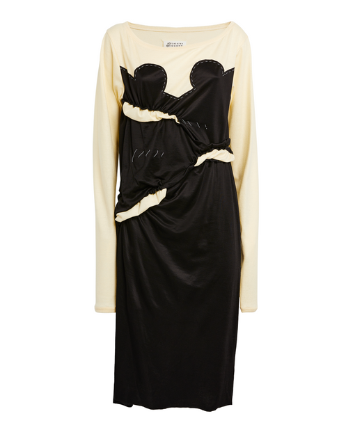 Maison Margiela Spliced Gathered Jersey Midi Dress