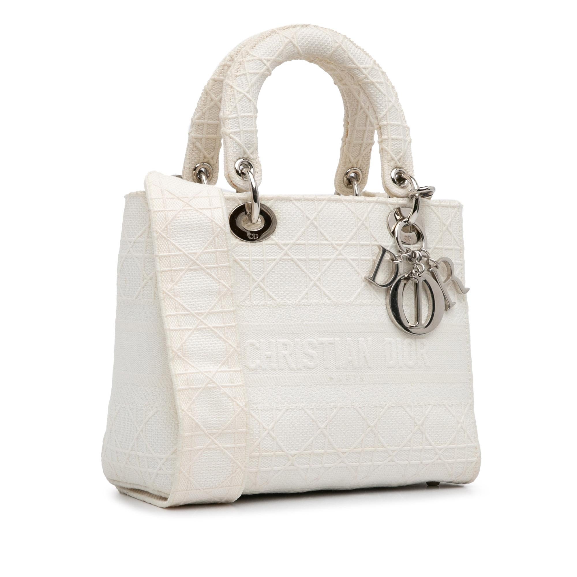 Dior White Medium Cannage Lady D-Lite