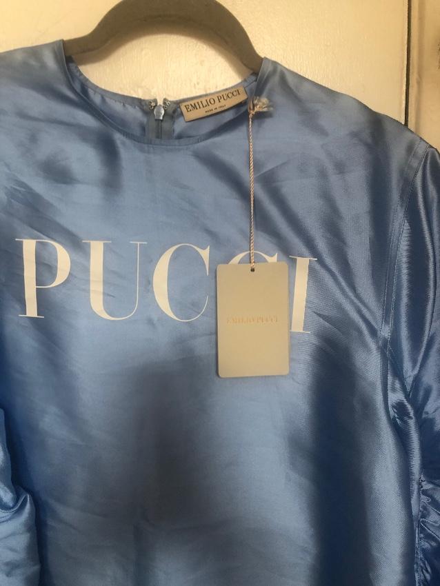 Emilio Pucci Blue Ruched Silk Top
