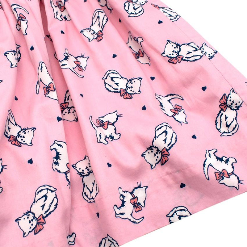 Rachel Riley Pink Cat Pattern Dress and Shorts Two Piece