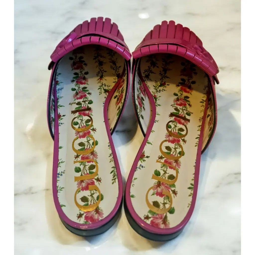 Gucci Pink Patent Marmont Flats