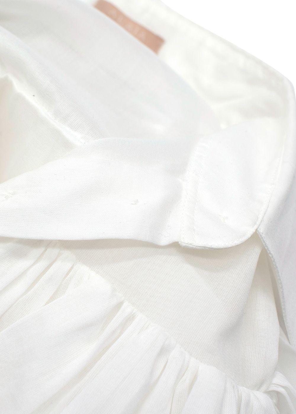 Alaia White Fine Cotton Frilly Blouse