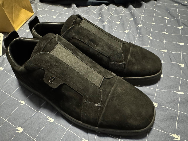 Louboutin Black Velours Slip On Sneakers