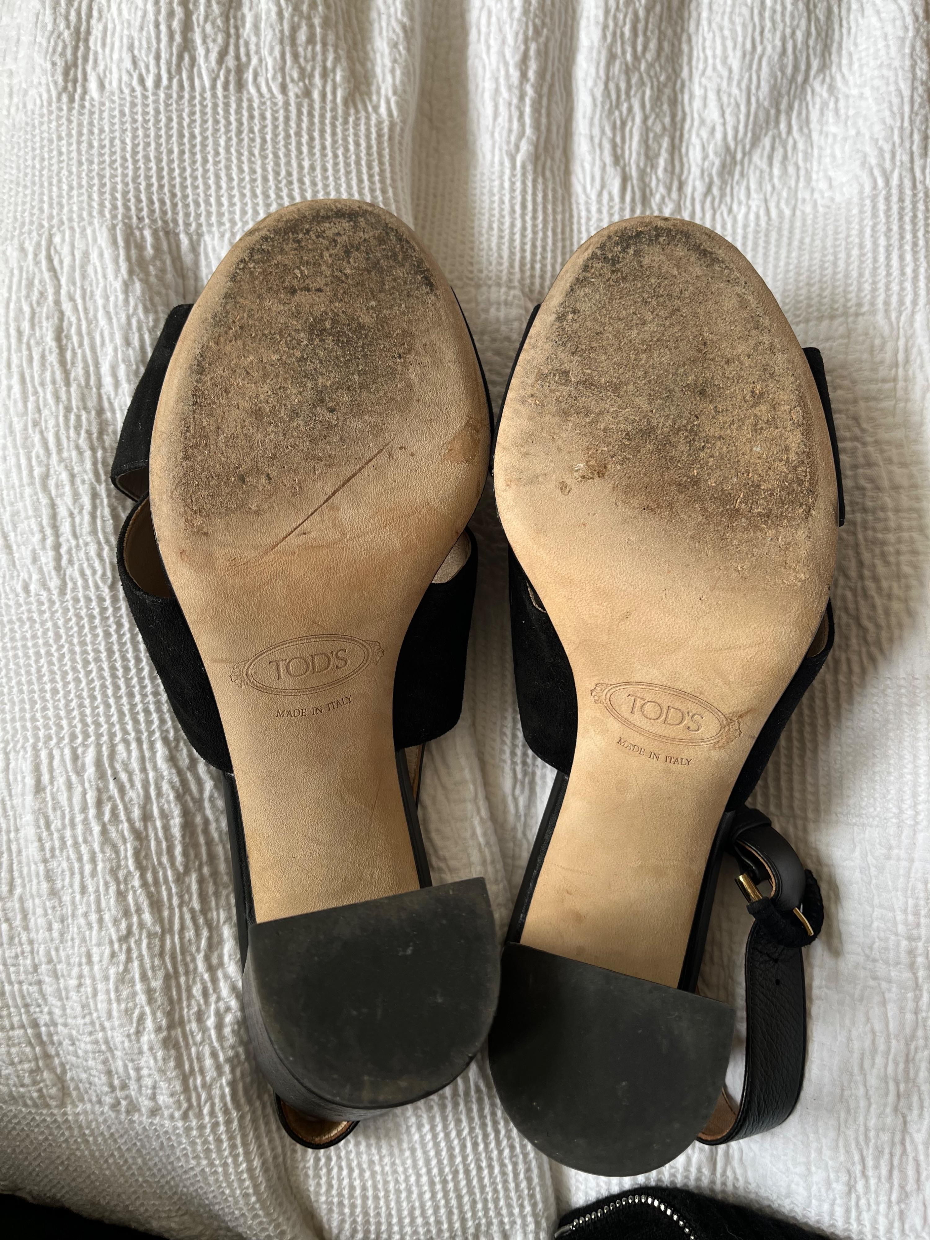 Black Suede And Leather Heeled Sandals
