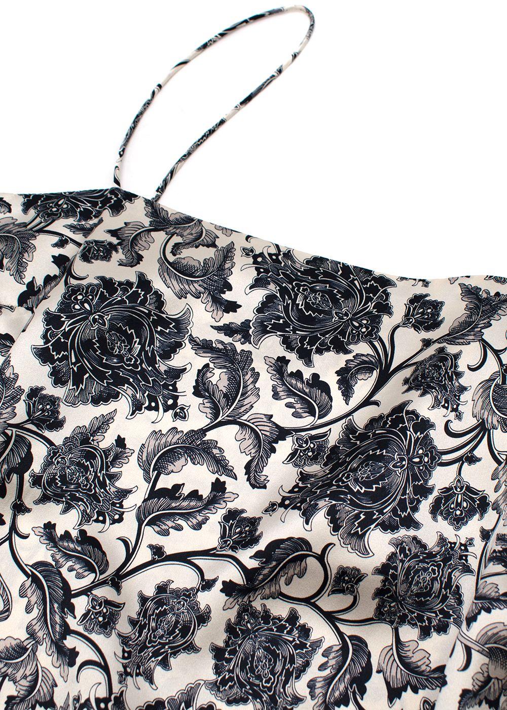 Zimmermann Black & ivory toile print silk-satin camisole & linen skirt