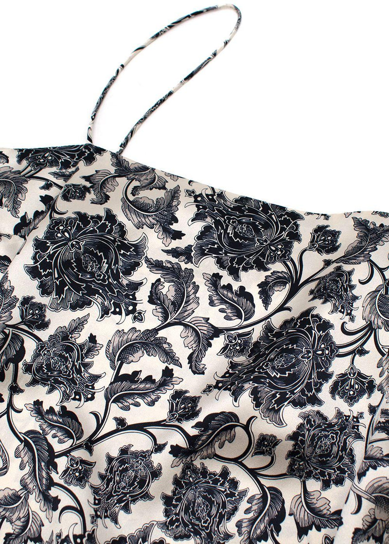 Zimmermann Black & ivory toile print silk-satin camisole & linen skirt