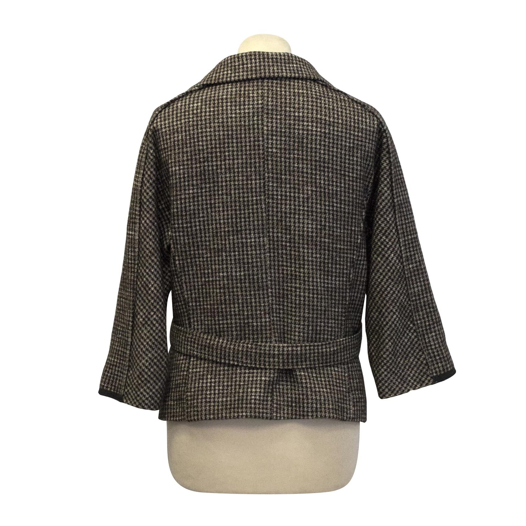 Olivier Strelli Brown Houndstooth Double Breasted Jacket