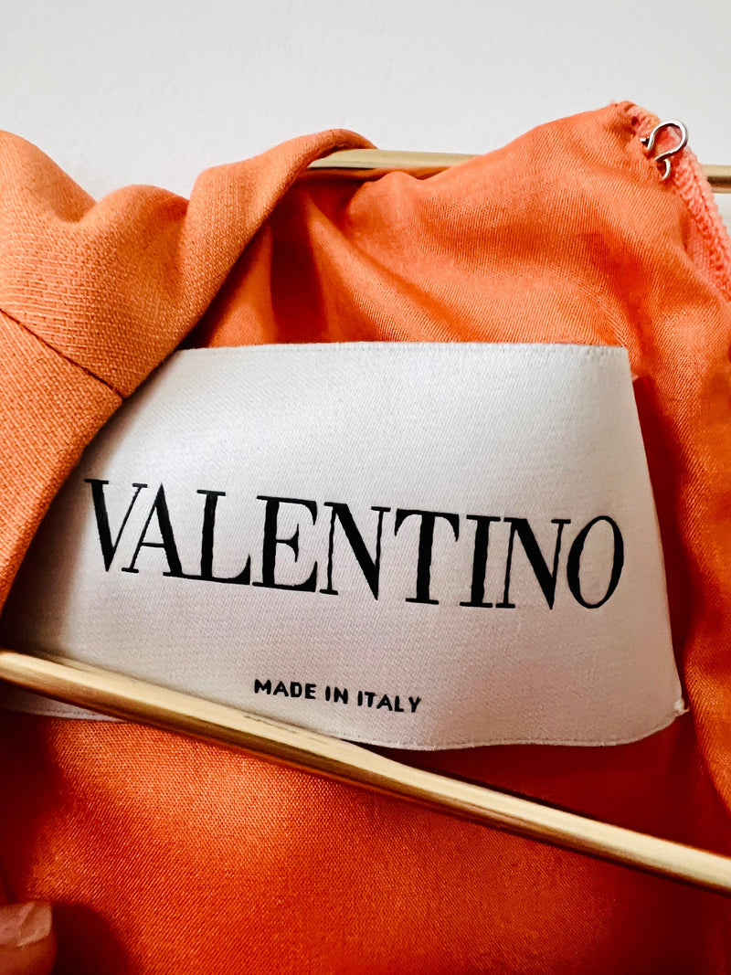 Valentino Orange Fluted Sleeve Mini Dress