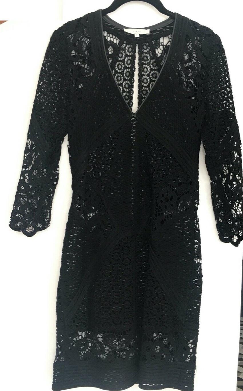IRO black crochet rovea mini dress