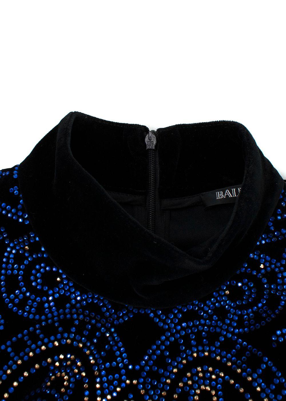 Balmain Cutout crystal-embellished velvet mini dress
