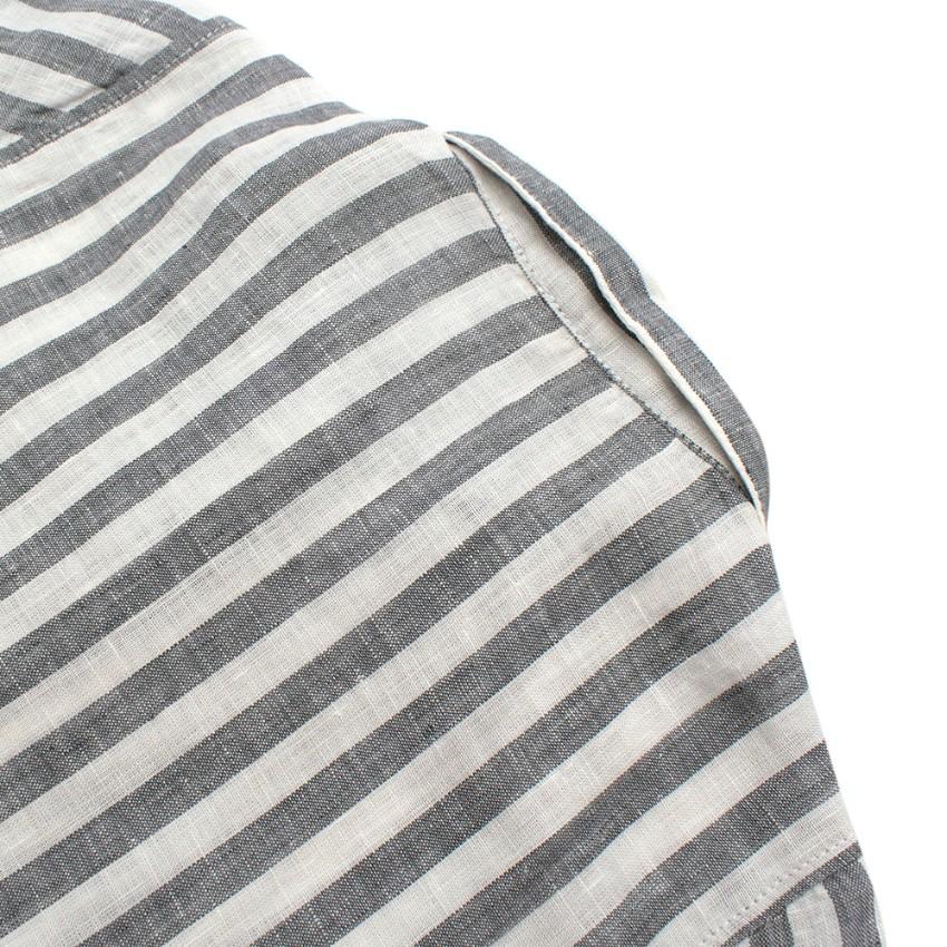 Il Gufo Grey Striped Linen Short Sleeved Shirt