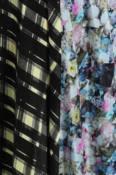 Line Abstract Floral & Checkered Print Kara Dress