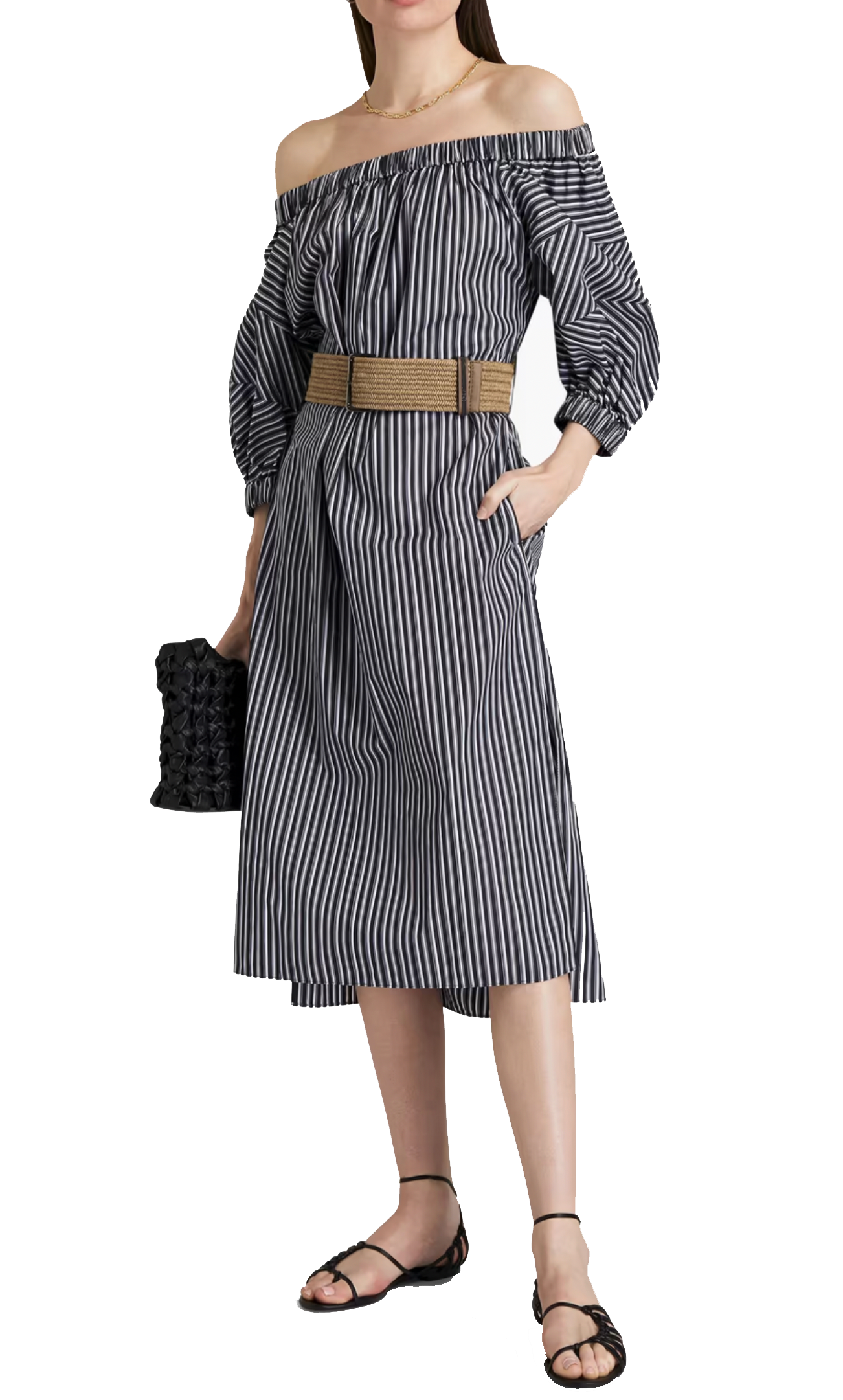 Striped Off-Shoulder Dress