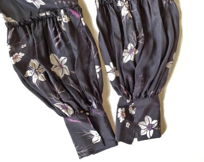 Closed Floral Print Satin Dress