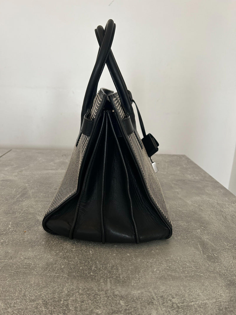 Black Leather Small Studded Sac de Jour Tote Bag
