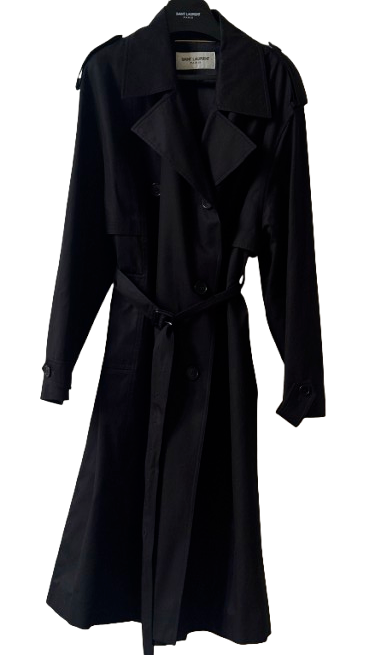 Saint Laurent Black Cotton Trench Coat