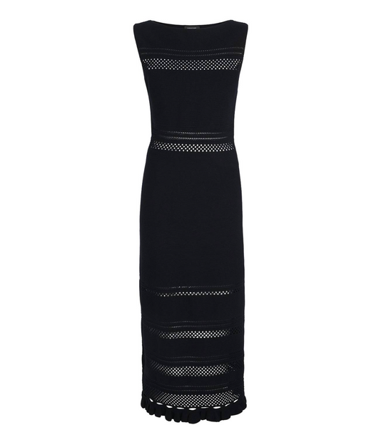 Fabiana Filippi Navy Cotton Sleeveless Midi Dress