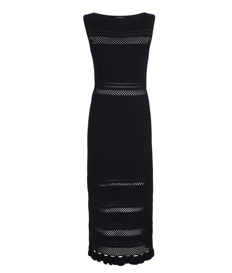 Fabiana Filippi Navy Cotton Sleeveless Midi Dress