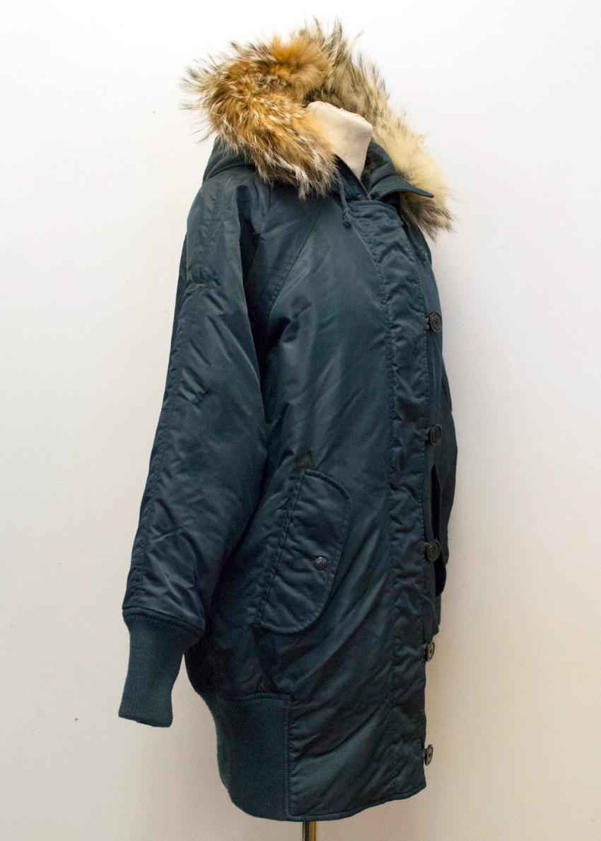I. Spiewak & Sons Padded Navy Jacket with Coyote Fur Trim