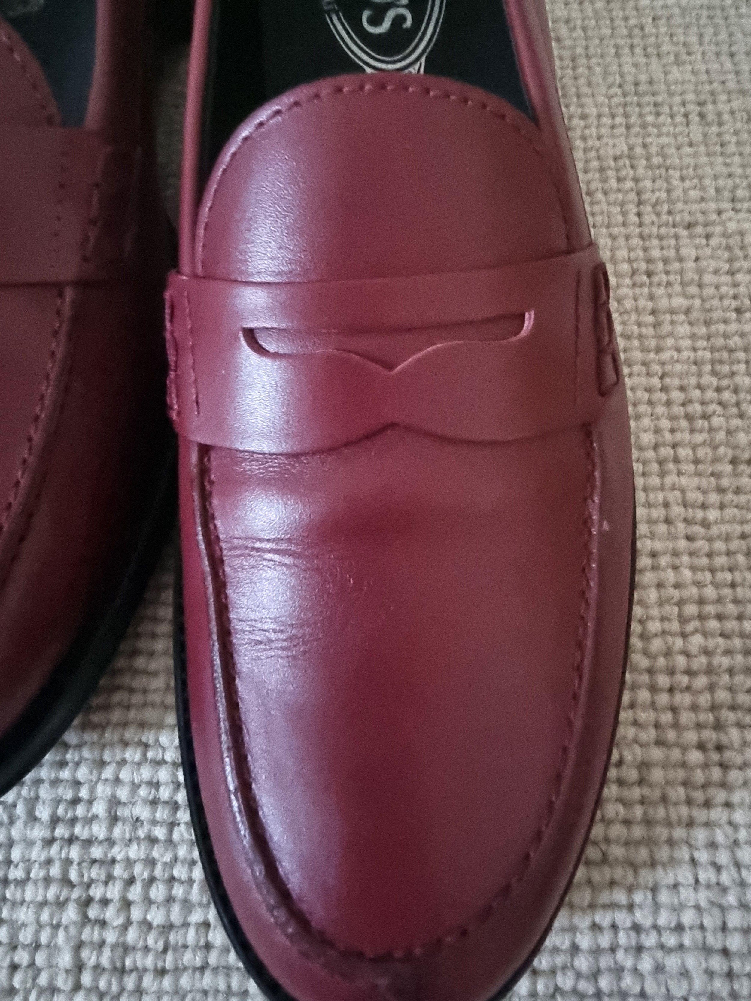 Tod's Dark Red Leather Loafers