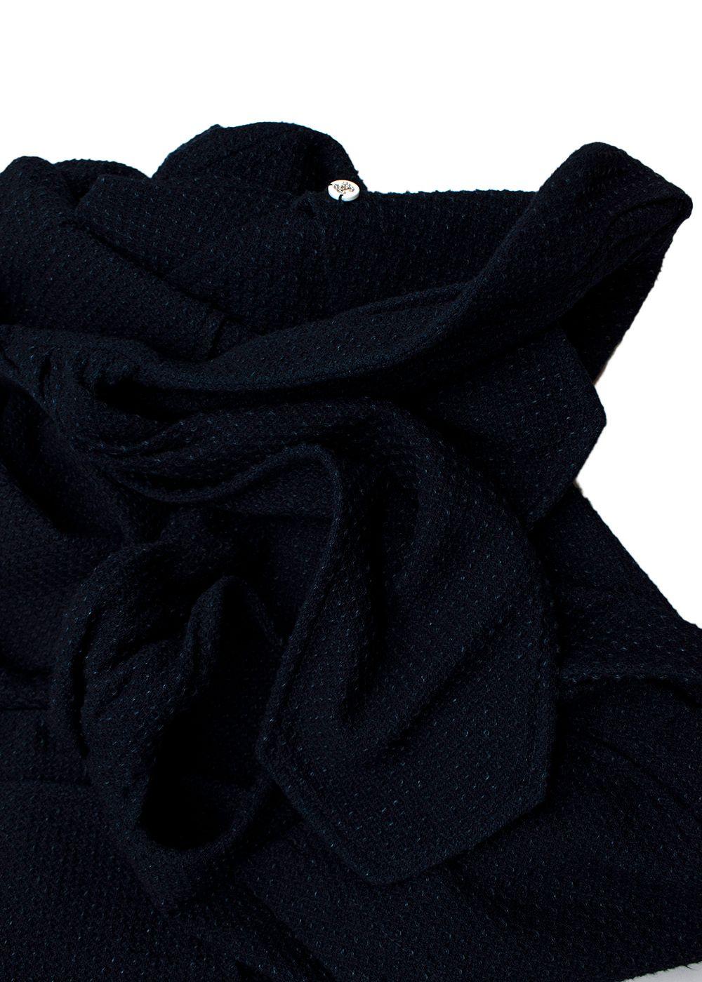 Chanel Navy Cotton Tie Front Cardigan