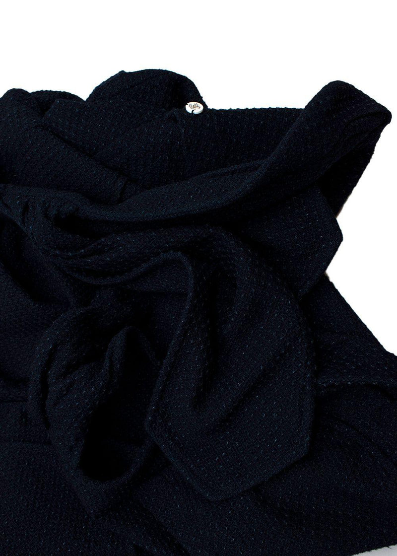 Chanel Navy Cotton Tie Front Cardigan