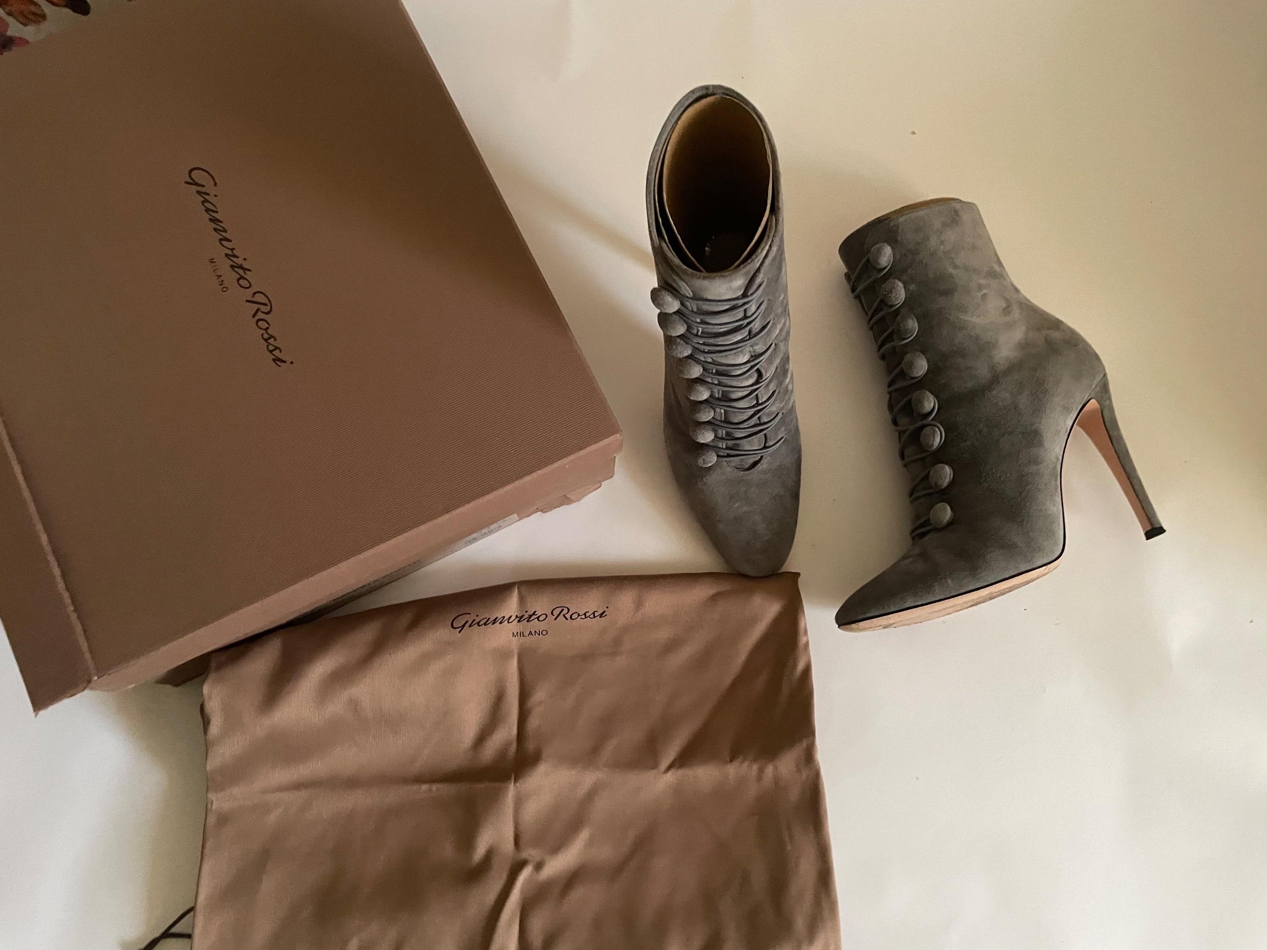Grey Suede Imperia Ankle Boots