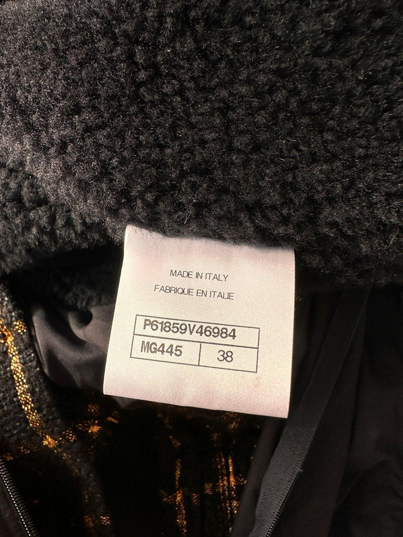 Black And Gold Wool Bomber Jakcet