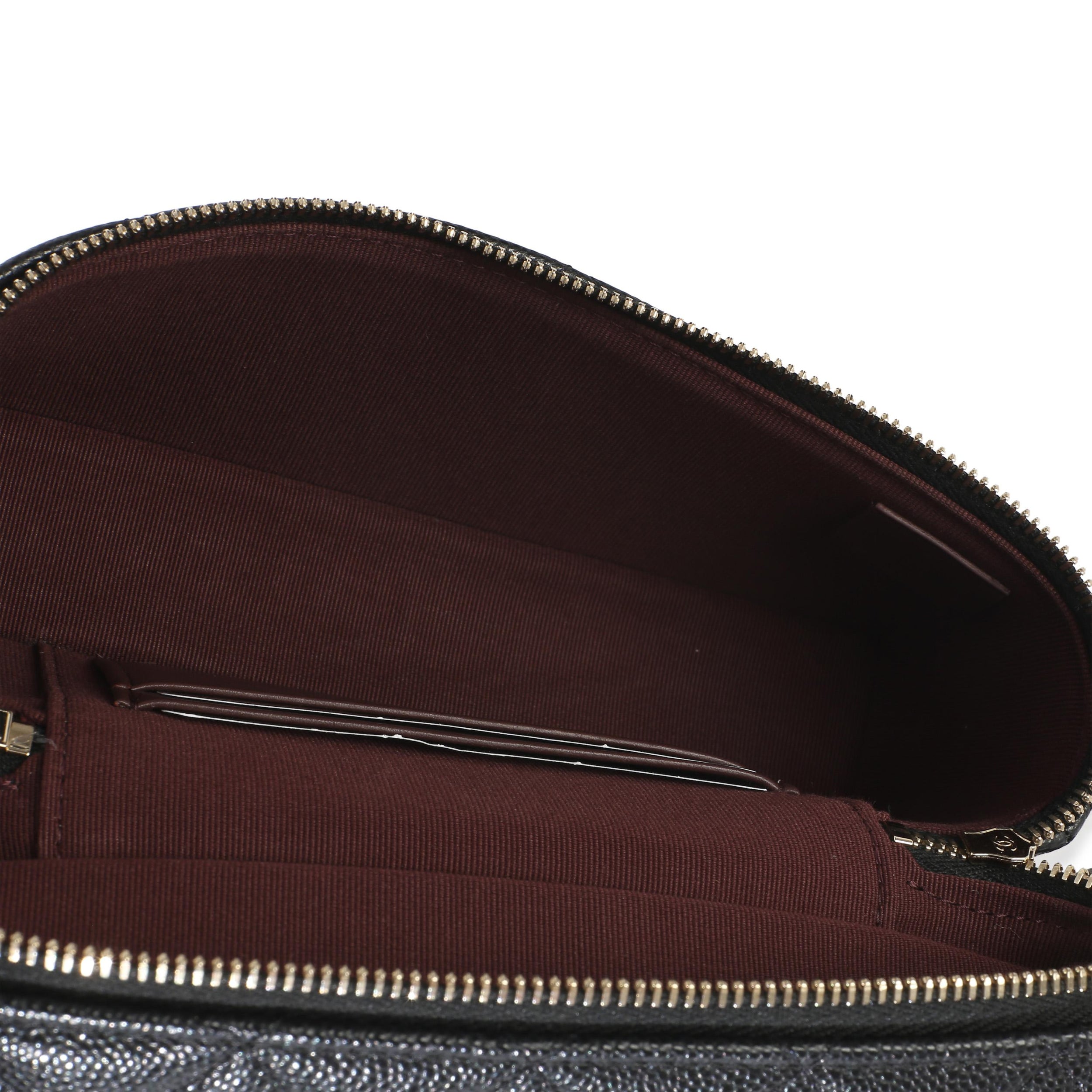 Chanel Black Quilted Caviar Top Handle Slim Vanity With Chain