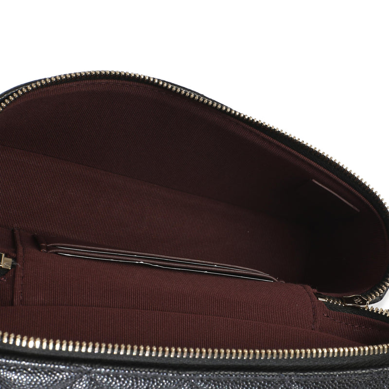 Chanel Black Quilted Caviar Top Handle Slim Vanity With Chain