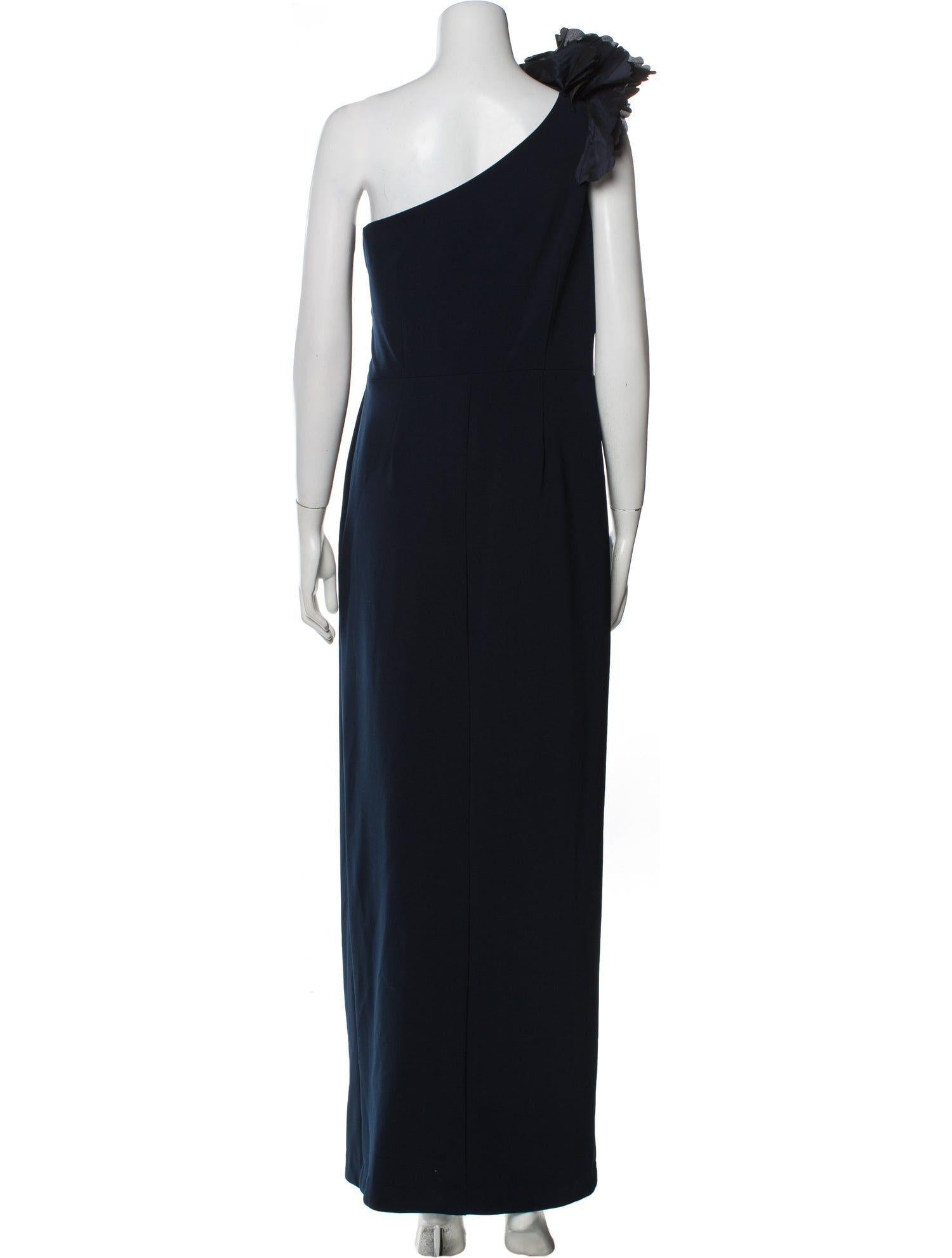 Marchesa Notte One Shoulder Floral Applique Gown