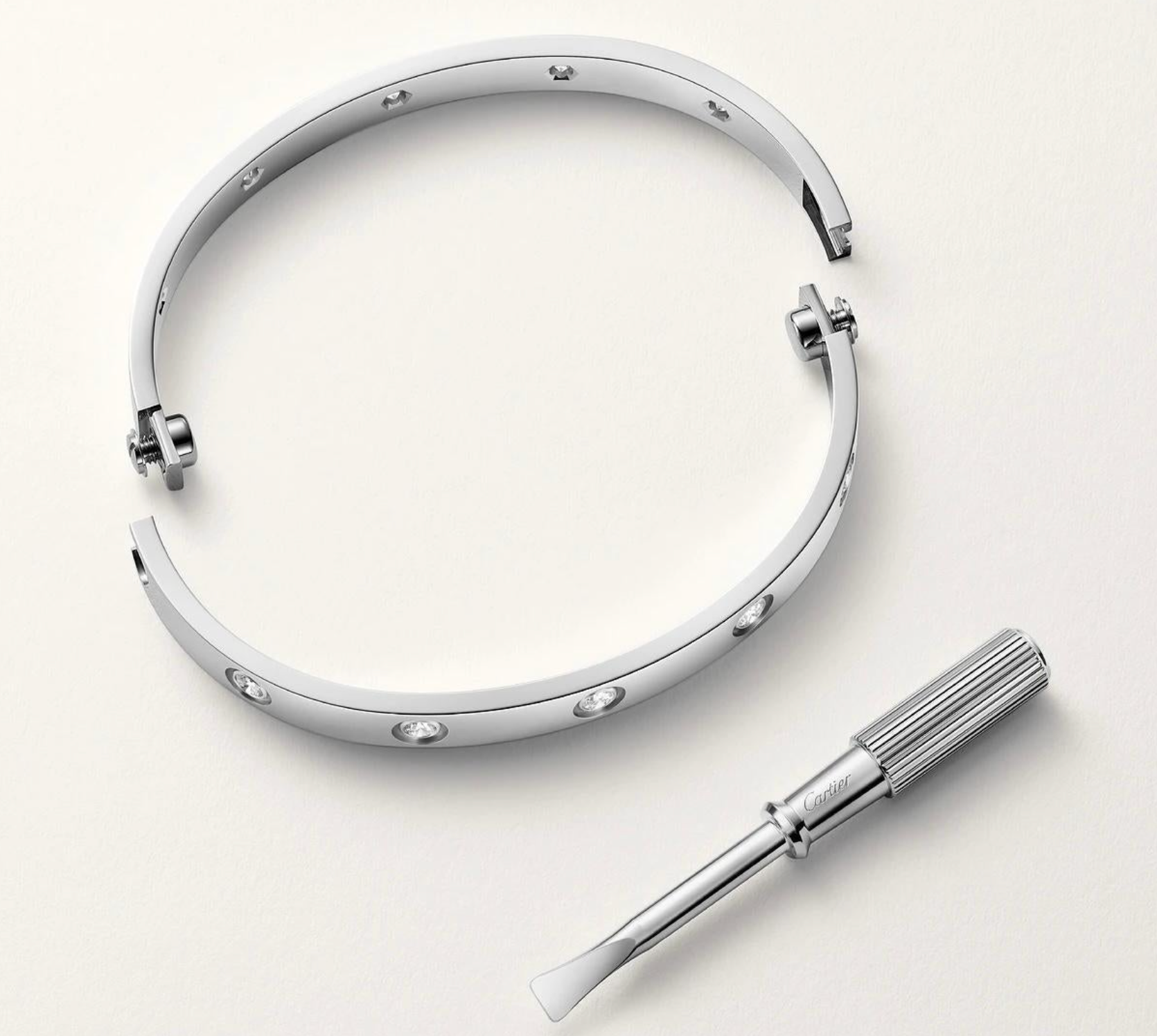 Cartier White Gold 10 Diamond love Bracelet 16