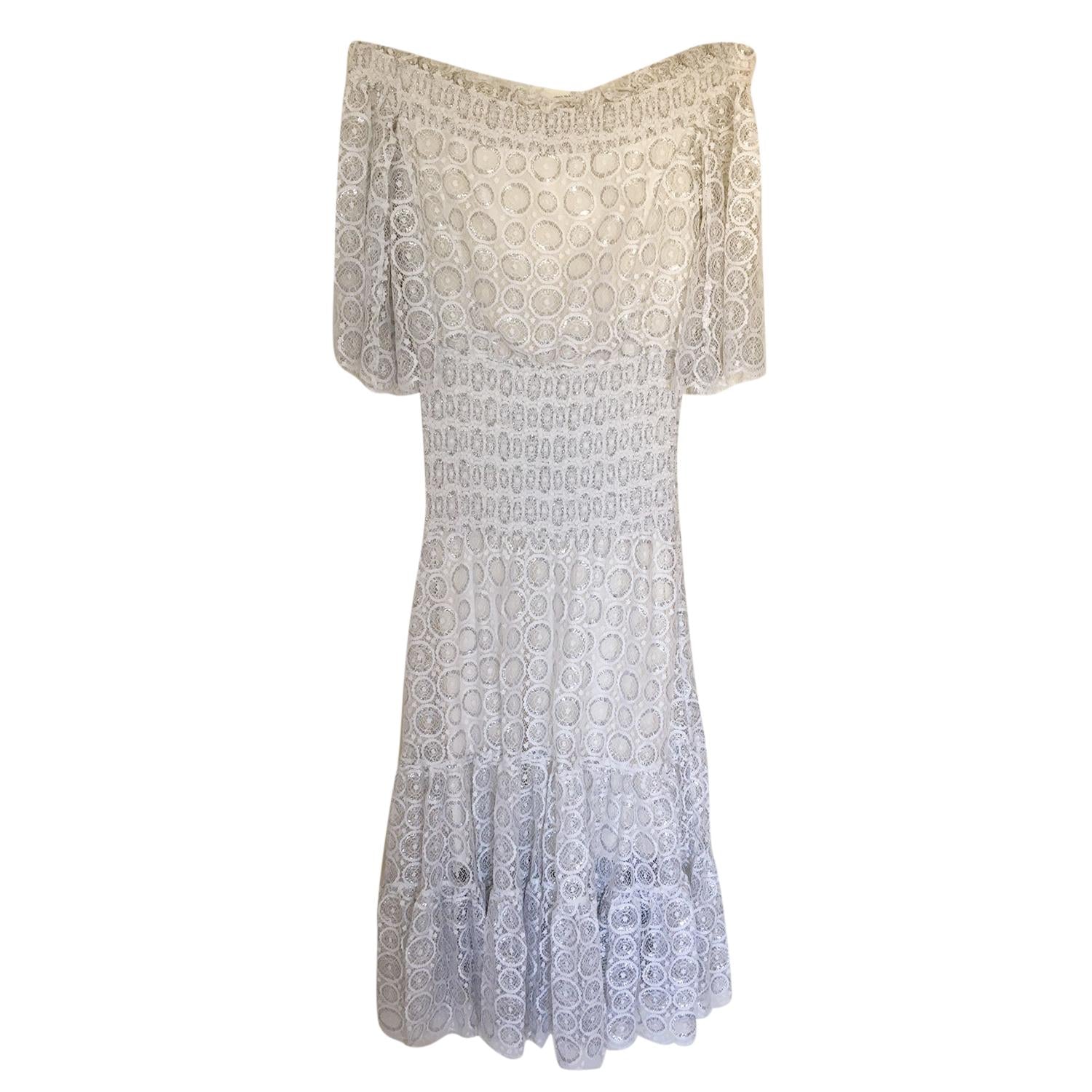 Temperley White Paneled Bardot Dress