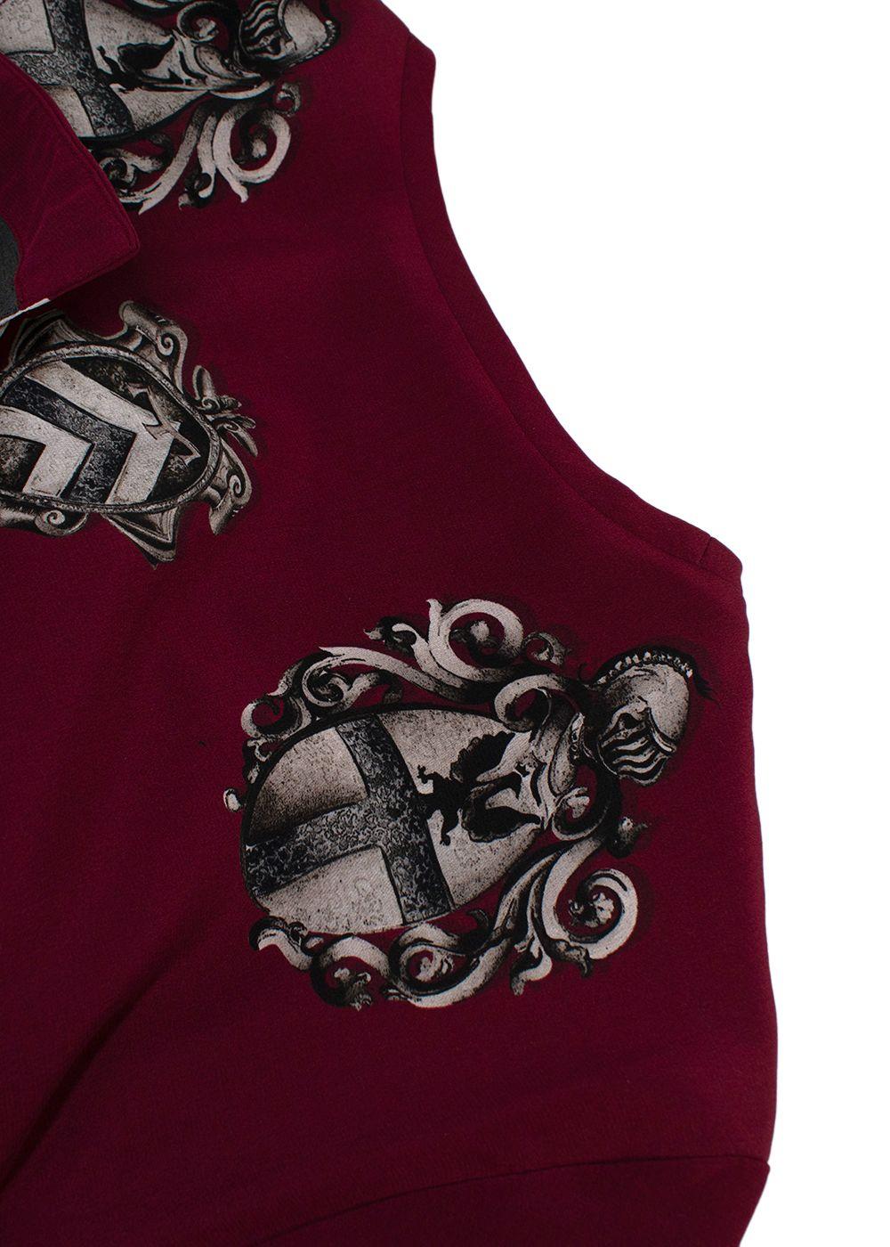 Dolce & Gabbana Burgundy Printed Lined Silk T-Shirt
