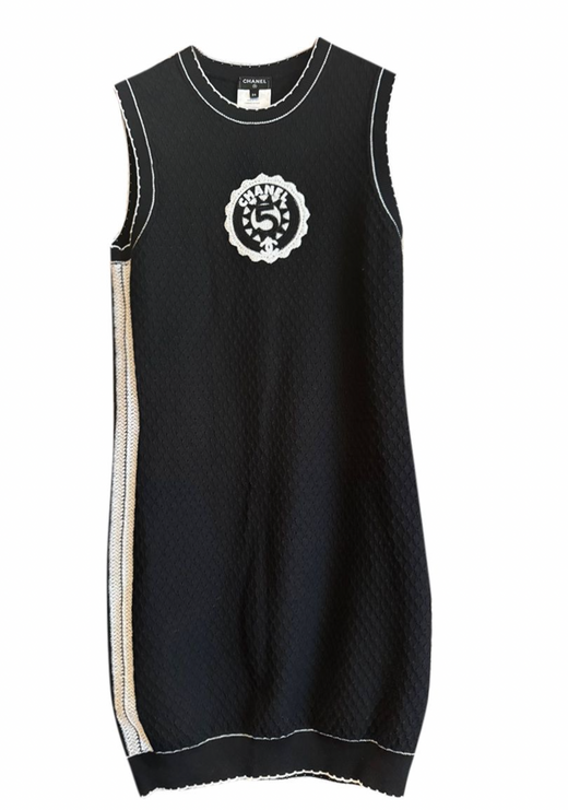 Chanel Black No.5 Embroidered Mini Dress