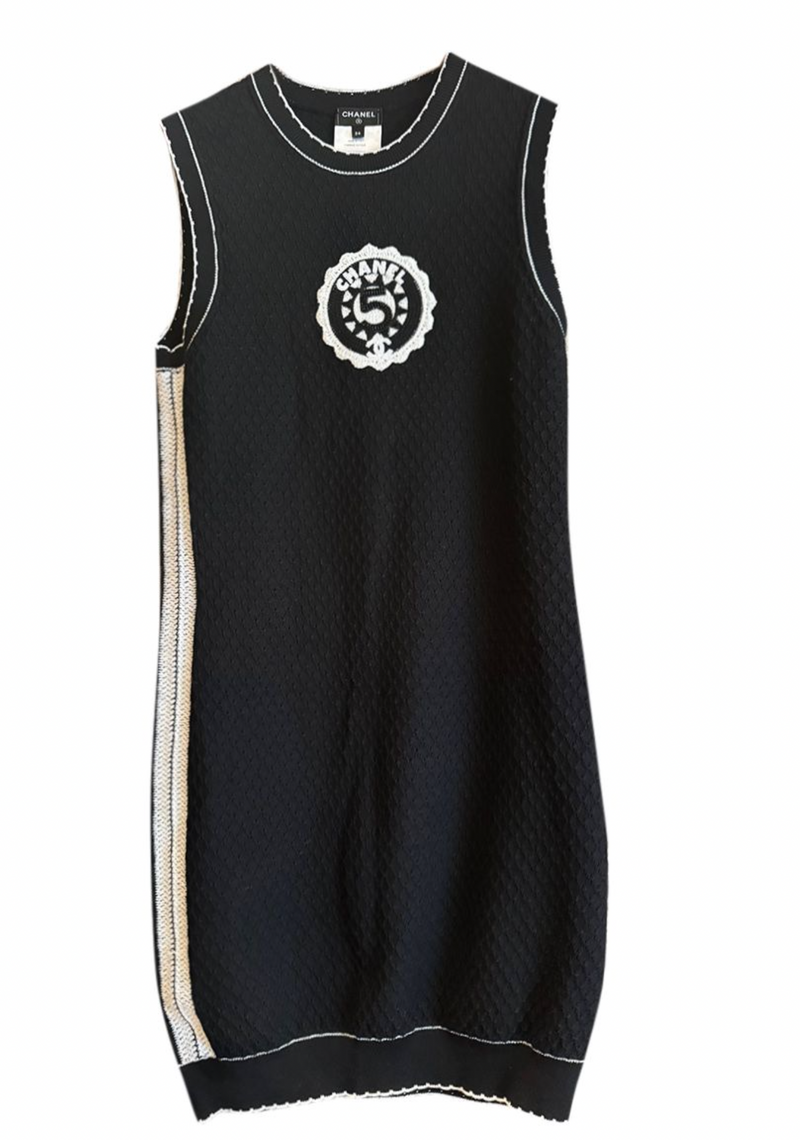 Chanel Black No.5 Embroidered Mini Dress