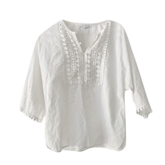 Andrew GN Broderie Anglaise White Blouse