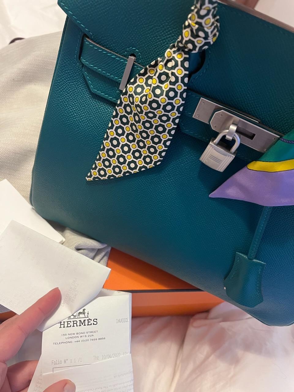Hermes HSS  Birkin 30 in Malachite and Anenmone Epsom Leather with Brushed Palladium Hardware